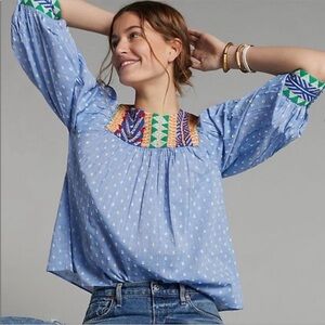 Anthropologie Verb by Pallavi Singhee Rhapsody Embroidered Blouse